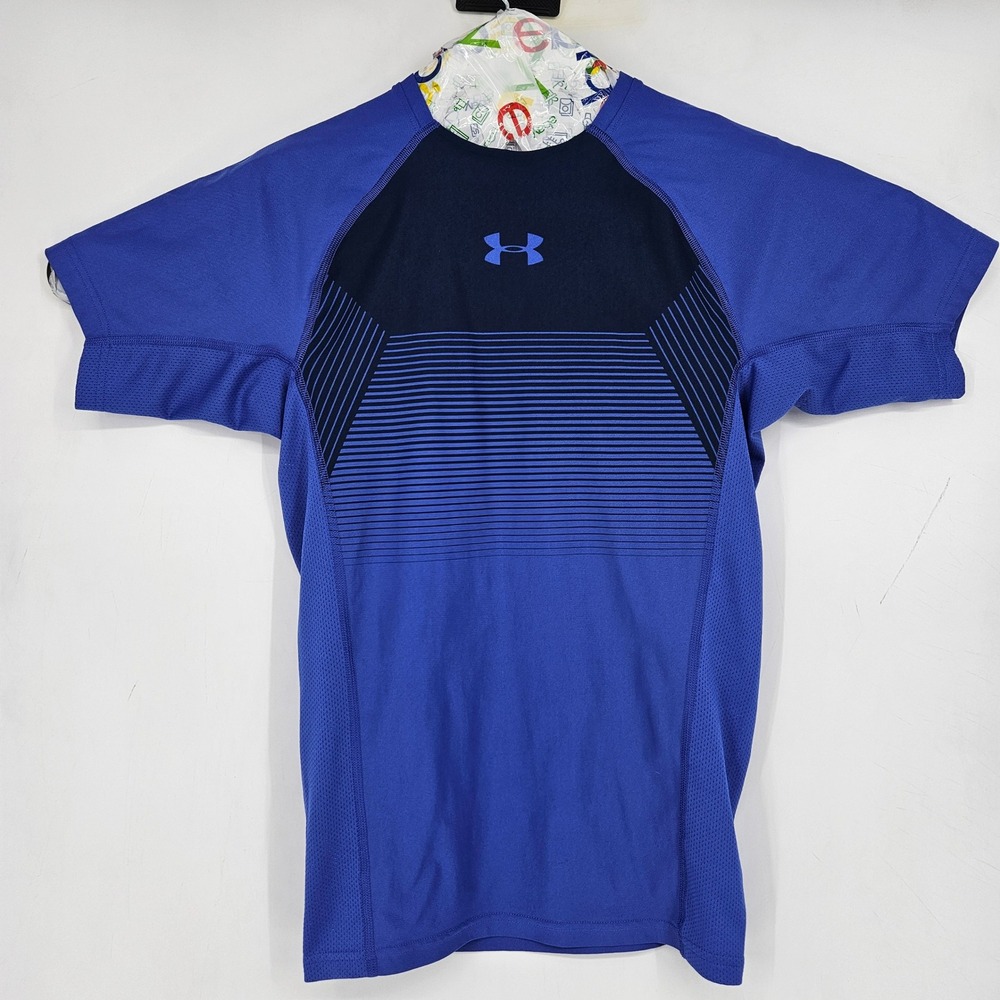 Under Armour Compression Shirt Mens Medium Blue Heatgear Short Sleeve